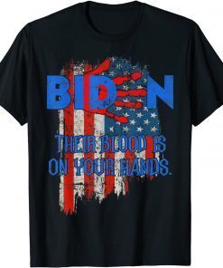 Funny Vintage Joe Biden Their Blood Is On Your Hands USA Flag T-Shirt