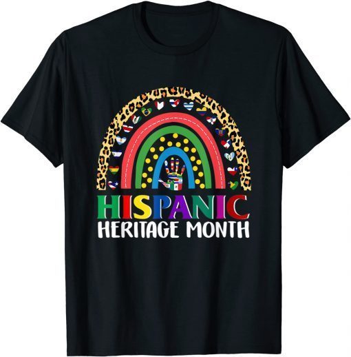 Official National Hispanic Heritage month Rainbow All Countries Flags T-Shirt