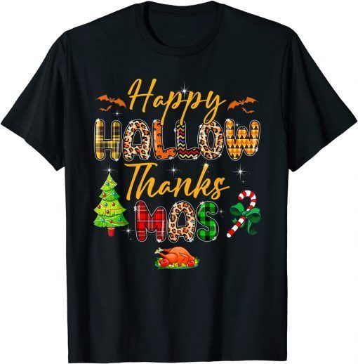 Funny Holiday Happy HallowThanksMas Christmas Thanksgiving Family T-Shirt