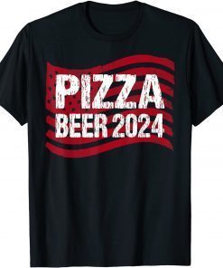 Funny Vote Pizza Beer 2024 Political Apparel Presidential Election T-Shirt