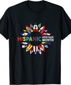 2021 National Hispanic Heritage Month Latin Flags Sunflower T-Shirt