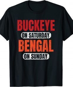 Classic Buckeyee on Saturday Bengal on Sunday Tee Cincinnati Vintage T-Shirt