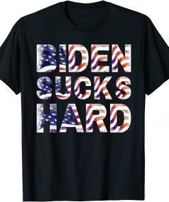 Official Biden Sucks Hard Political Funny Anti Biden Pro Trump T-Shirt