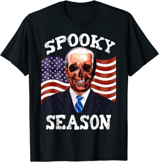 T-Shirt Biden Halloween Skeleton Face Anti Joe Biden Spooky Season
