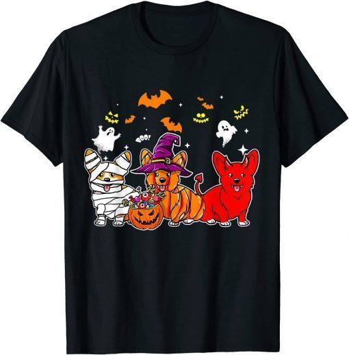 Official Corgi Cosplay Halooween Funny Dog Pumkin Candy Gift T-Shirt