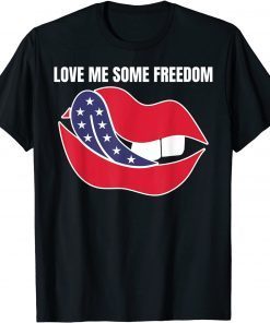 T-Shirt Patriot American Love Me Some Freedom USA Tongue Lips Women