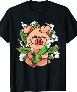 Official Pig Lover Pig Smoking Joint Holding Weed Bong Pig Marijuana T-Shirt