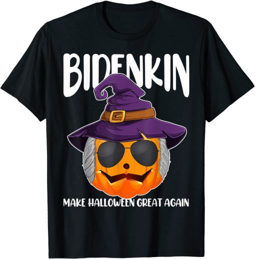 Official Anti Bidenkin Orange Pumpkin Jack O' Lantern Funny Halloween T-Shirt