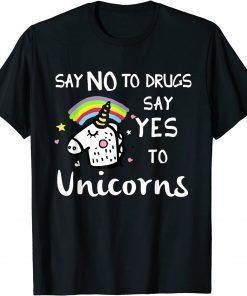 Official Red Ribbon Week Kids Youth Say No Say Yes to Unicorns T-Shirt
