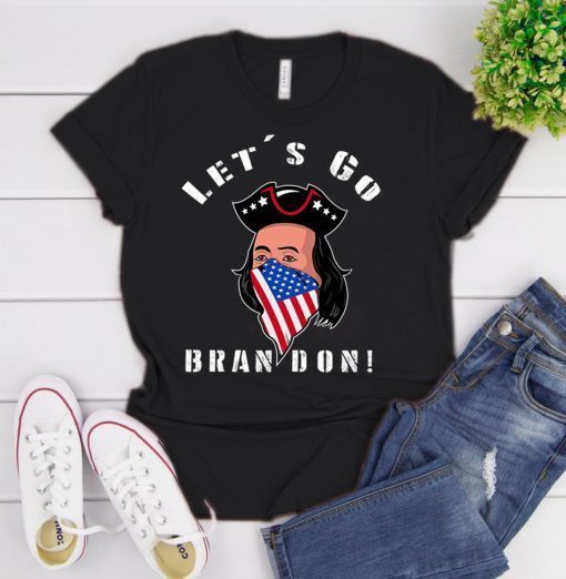2021 Let's Go Brandon, patriot with mask US Flag, Anti Biden T-Shirt