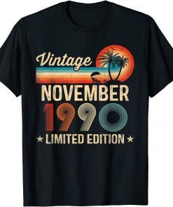 31 Year Old 31st Birthday Vintage November 1990 Men Women Gift T-Shirt