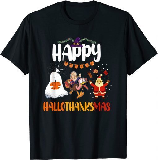 2021 hallothanksmass happy halloween thanksgiving christmas T-Shirt