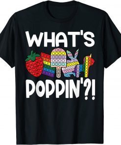 T-Shirt What's Poppin'?! Strawberry Popsicle Unicorn Bunny Pop It