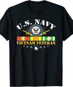 Funny US Navy Vietnam Veteran USA Flag Vietnam Vet Flag T-Shirt