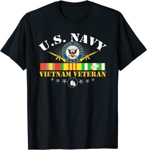 Funny US Navy Vietnam Veteran USA Flag Vietnam Vet Flag T-Shirt