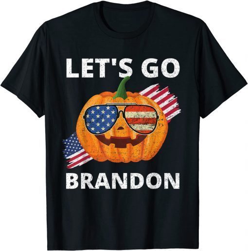 2021 Halloween Pumpkin Let's Go Brandon US Flag Impeach Biden T-Shirt