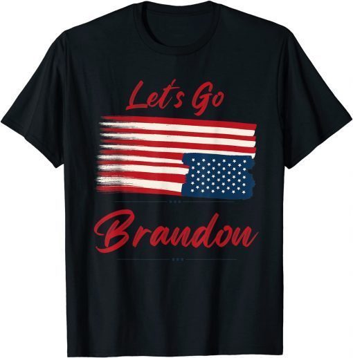 Tee Shirts Let's Go Brandon Tee Conservative Anti Liberal US Flag Unisex