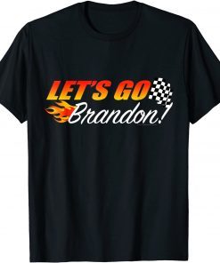 Classic Lets Go Brandon Checkered Flag Flames T-Shirt