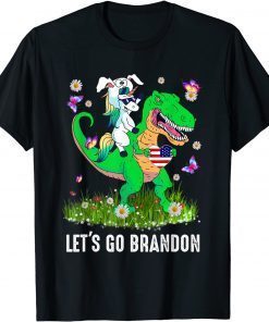 Unicorn Riding Dinosaur Let's Go Brandon Tee Shirts