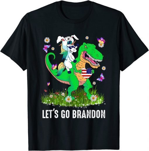 Unicorn Riding Dinosaur Let's Go Brandon Tee Shirts