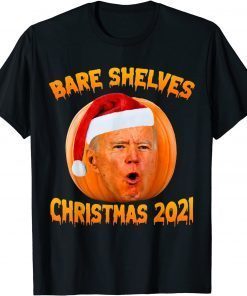 Funny Bare Shelves Biden Funny Meme Happy Christmas Pumpkin Head T-Shirt