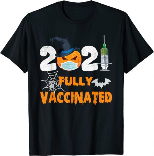 Pumpkin Mask Costume Halloween 2021 Fully Vaccinated Official T-Shirt