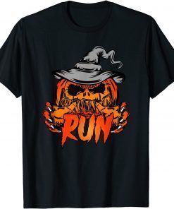 Halloween Pumpkin funny face run Costume Men Women Fun Kids Gift Tee Shirt