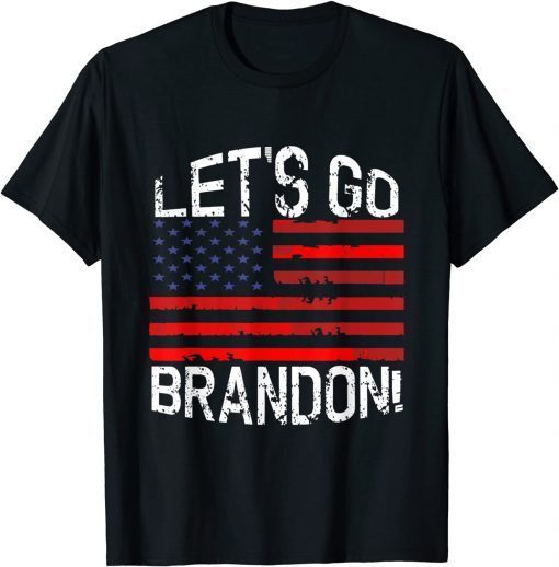 Funny Lets Go Brandon Funny US American Flag Men Women Vintage T-Shirt