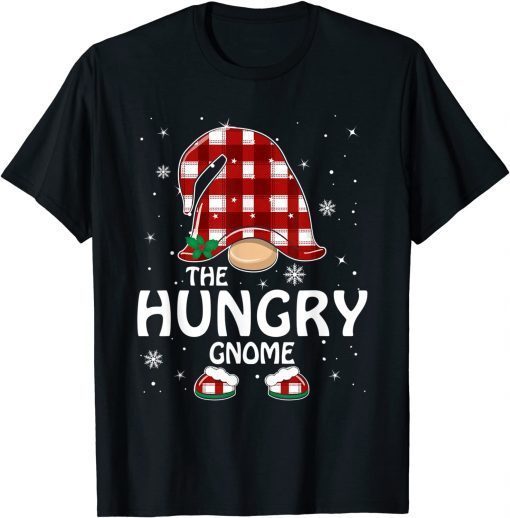 2021 Hungry Gnome Buffalo Plaid Matching Family Christmas Pajama T-Shirt
