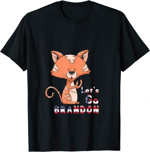 Official Let's Go Brandon cut cat US Flag T-Shirt