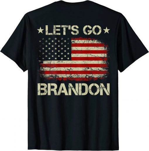 T-Shirt Let's Go Brandon Vintage American Flag Patriotic on back