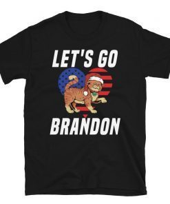 2021 Let's Go Brandon Cat Xmas Santa Heart Flag Unisex T-Shirt