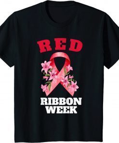 2021 Kids We Wear Red Fo Red ribbon week Awareness T-Shirt