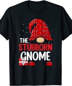Stubborn Gnome Buffalo Plaid Matching Family Christmas Unisex T-Shirt