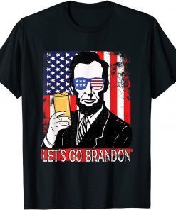 T-Shirt Let's Go Brandon Funny abraham lincoln Beer America FLag FJB Biden