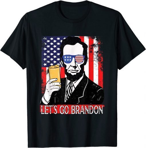 T-Shirt Let's Go Brandon Funny abraham lincoln Beer America FLag FJB Biden