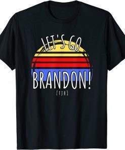 Classic Let's Go Brandon Vintage Distressed Yellow Red Blue Sunset T-Shirt