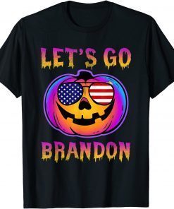 Funny Pumpkin Sunglasses Let's Go Brandon Halloween TShirt