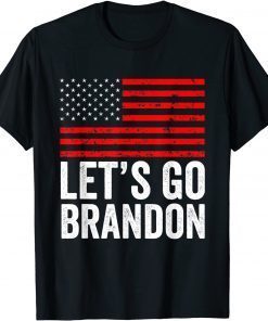2021 Let's Go Brandon Joe Biden Red Distressed US Flag Vintage Shirt T-Shirt