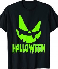 T-Shirt Halloween Pumpkin funny face run Costume Men Women Fun Kids