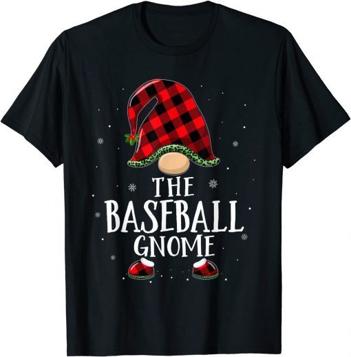 Baseball Gnome Plaid Matching Family Christmas Pajama Funny Classic T-Shirt
