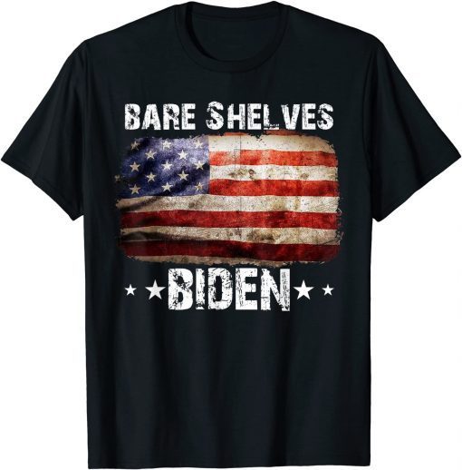 T-Shirt Bare Shelves Biden Let's Go Brandon American Flag Christmas