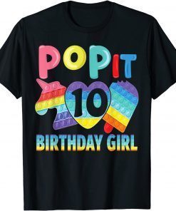 Official Birthday girl pop it 10 unicorn girls boys pop it ten 10th Gift Tee Shirt