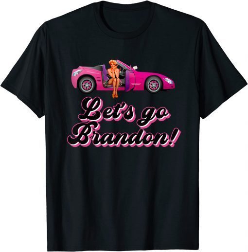 Official Let's Go Brandon Pink Hotrod Vintage Christmas Anti Biden T-Shirt