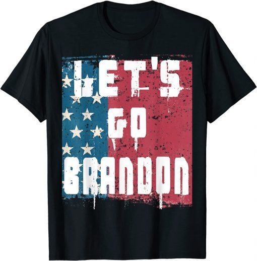 Official Vintage US Flag Let's Go Brandon Conservative Anti Liberal FJB Chant T-Shirt