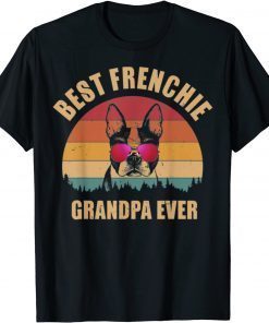 Tee Shirts Retro Best Frenchie Grandpa Ever, Bulldog Lover