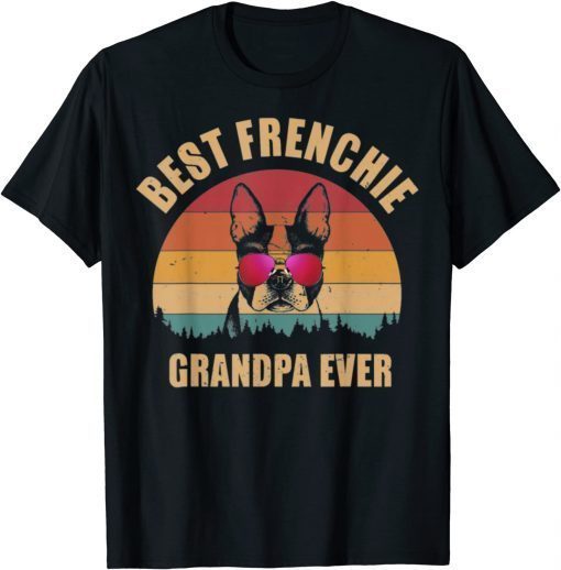 Tee Shirts Retro Best Frenchie Grandpa Ever, Bulldog Lover