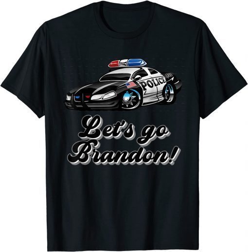 T-Shirt Let's Go Brandon Police Hotrod Vintage Christmas Anti Biden
