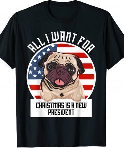 2021 Christmas Dog Anti Joe Biden Vintage American Flag Unisex T-Shirt