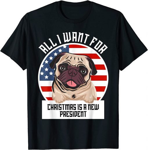 2021 Christmas Dog Anti Joe Biden Vintage American Flag Unisex T-Shirt